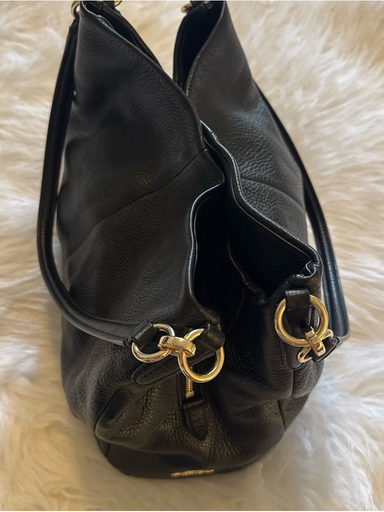 Coach Black Pebbled Leather Hobo With Gold Hardware